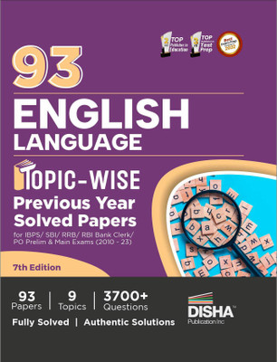 93 English Language Topic-Wise Previous Year Solved Papers for Ibps/ Sbi/ Rrb/ Rbi Bank Clerk/ Po Prelim & Main Exams (2010 - 2023) General English Pyqs for All Bank Exams(English, Paperback, unknown)