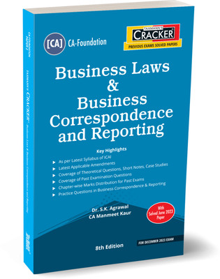 Taxmann's CRACKER for Business Laws & Business Correspondence and Reporting (Paper 2 | BLBCR) – Covering past exam questions & detailed answers | CA Foundation | Dec. 2023 Exams(Paperback, Dr. S.K. Agrawal, CA Manmeet Kaur)