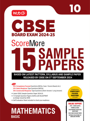 MTG CBSE Class 10 ScoreMore 15 Sample Papers Mathematics Basic Book For 2025 Board Exam | Detailed Solutions of Each Chapter | Based on Latest CBSE Pattern & Syllabus(Paperback, MTG Editorial Board)