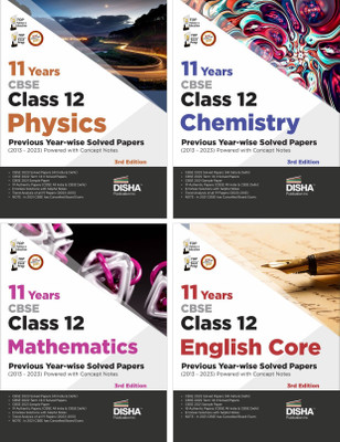 Combo 11 Years Cbse Class 12 Physics, Chemistry, Mathematics & English Core Previous Year-Wise Solved Papers (2013 - 2023) Powered with Concept Notes Pyqs Past Year Questions(English, Paperback, unknown)