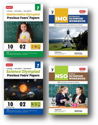 Mtg Class 7 International Mathematics Olympiad (IMO) and National Science Olympiad (NSO) [ 10 Previous Years Papers (2023-2019 Set A & B) + Work Book ]- Combo Pack (Set Of 4 Books)-Edition-2024-25(Paperback, MTG EXPEART TEAM)