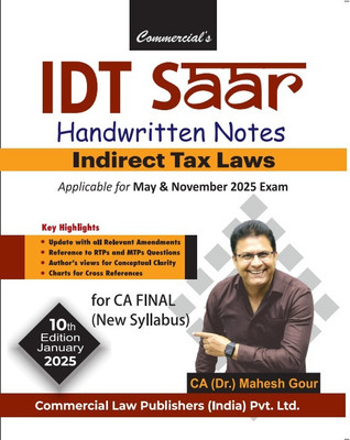 Idt Saar (Indirect Tax Laws) (Edition10th Edition)(English, Paperback, Gour Mahesh)