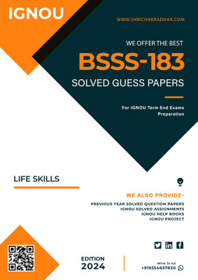 IGNOU BSSS 183 Solved Guess Papers from IGNOU Study Material/Help Book/Guidebook titled Life Skills for Exam Preparations (Latest Syllabus) IGNOU BAG Economics bsss183(Black n White Printed, Bhavya Kumar Sahni)