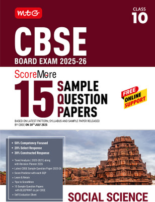 MTG CBSE Class 10 ScoreMore 15 Sample Papers Social-Science Book For 2025-2026 Board Exam | Chapter-wise Competency-Based Questions (CBQs) | Based on Latest CBSE Pattern & Syllabus(Paperback, MTG Editorial Board)