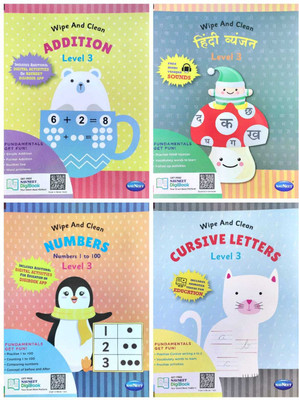 Wipe and Clean Addition, Numbers 1-100, Cursive Letters, Hindi Vyanjan (Level 3)(Paperback, Navneet Education Ltd.)