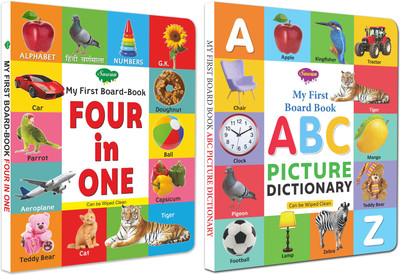 My First Board-Book ABC Picture Dictionary and Four in One, Set of 2 book(Board Book, SAWAN)
