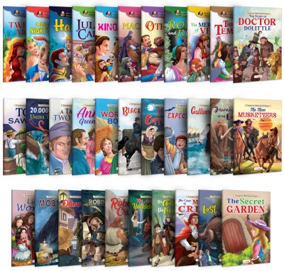 Ultimate Collection of Illustrated Classics : Oliver Twist, Little Women & more Early learning book for kids, Children learning story books, Classic storyset, Toddlers learning book | Pack of 32 Books(Paperback, GOWOO)