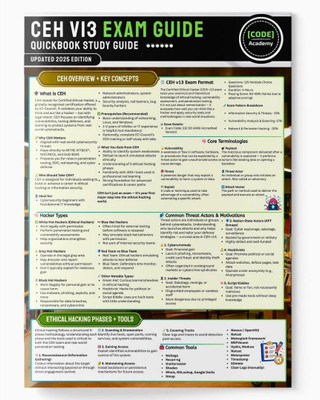 CEH v13 Exam Quick Book 2025 | Laminated Cheatsheet Reference Guide (Free Hacking Course & Tools)(Pamphlet, J. Thomas)