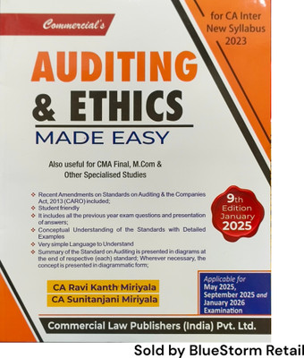 Auditing and Ethics Made Easy for CA Inter By CA. Ravi Kanth Miriyala - 9th Edition january 2025 Applicable for may 2025, September 2025 and January 2026 Examination(Paperback, Ravi Kanth Miriyala)