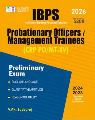 SURA`S IBPS CRP PO/MT-XV Probationary Officers / Management Trainees Preliminary Exam Book Guide in English Medium 2026(Paperback, V.V.K SUBBURAJ)
