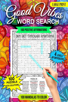 Good Vibes Word Search  - 100 Word Search Puzzles with Solutions and 100 Positive Affirmations That Can Change Your Life, An Inspirational Word Search Book for Teens, Adults and Seniors(English, Paperback, Happy Nommad)
