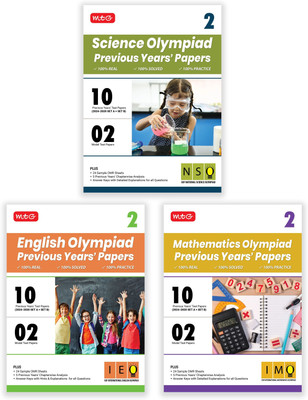 MTG Class-2 IMO-NSO-IEO Olympiad 10 Previous Years Papers (2024-2020 Set A & B) Mathematics, Science & English (Set of 3 Books) with Model Test Papers & 24 Sample OMR Sheets | PYQs For SOF 2025-26 Exam(Paperback, MTG Editorial Board)