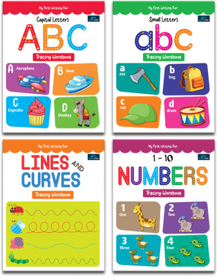 My First Writing Fun Tracing Workbook - Set of 4 Books - Capital Letters, Small Letters, Numbers (1-10), and Lines and Curves - 3 Years To 4 Years(Paperback, BOOKFORD PUBLICATIONS PVT. LTD.)