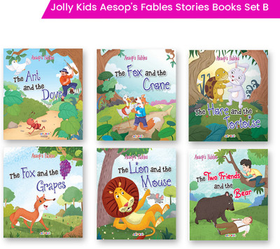 Jolly Kids Aesop's Fables Stories Books Set B for Kids Ages 3-6 Years| Set of 6| Bedtime Moral Stories(Paperback, Jolly Kids)