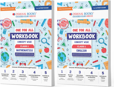 Oswaal One For All Workbook Concept Wise Class-1 Mathematics & Engish (Set Of 2 Books) (For Latest Exam)(Product Bundle, Oswaal Editorial Board)