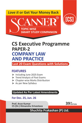 Scanner CS Executive | Paper-2: Company Law and Practice |For Dec. 25, Jun 26 Exams | Solved Papers with PYQ (Included June 2025) | Shuchita Prakashan(Paperback, CS (Dr.) Himanshu Srivastava) Scanner CS Executive | Paper-2: Company Law and Practice |For Dec. 25, Jun 26 Exams | Solved Papers with PYQ (Included June 2025) | Shuchita Prakashan(Paperback, CS (Dr.) Himanshu Srivastava)