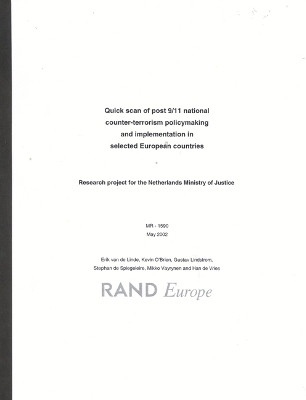 Quick Scan of Post 9/11 National Counter Terrorism Policy Making and Implementation Selected European Countries Since 9/11(English, Paperback, Linde Erik Van De)