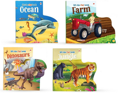 Flap Books for Kids (Set of 4 Flap Books) - Life the Flap - Ocean, Jungle, Dinosaur World, Farm - Illustrated Flap Books for Kids(Paperback, Maple Press)