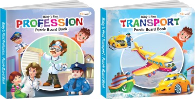 Baby's First Profession and Transport Puzzle Board Book : Learning board book for young learners, Self-Correcting Puzzles, Educational board book, Kids educational book | Combo of 2 Puzzle board books(Board Book, GO WOO)