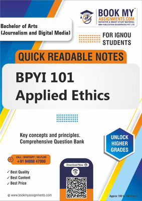 IGNOU BPYI 101 Applied Ethics Study Guide (Quick Readable Notes) with High-Quality 80 GSM A4 Paper - Ensuring Clear Prints for Enhanced Learning and Effective Study Sessions for IGNOU Students - English Edition(Paperback, BMA Publication)
