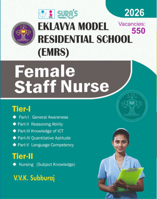 SURA`S Eklavya Model Residential School (EMRS) Female Staff Nurse Exam Book Guide - English Medium 2026(Paperback, VVK SUBBURAJ)