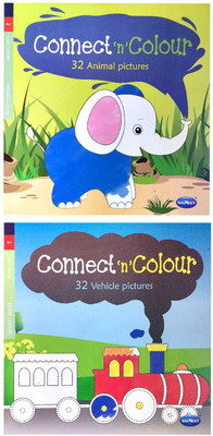 Connect 'n' colour vehicles and animals (combo of 2) age 4+(Paperback, Navneet Education Ltd.)