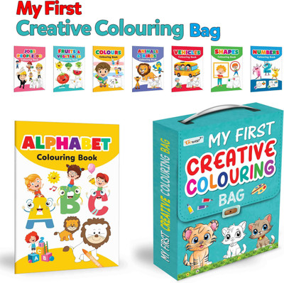 My first Colouring bag : Kids first Colouring little library, Colouring book for kids, Early learning books, Picture book collection, Bag Of 8 Colouring Books(Paperback, GO WOO)