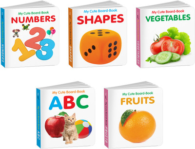 Early Learning Little Library for Toddlers : Pocket Books Set of ABC, Vegetables, Shapes, Fruits and Numbers - Toddler learning books set, Baby board books collection | Pack of 5 Books for Kids(Board Book, GOWOO)