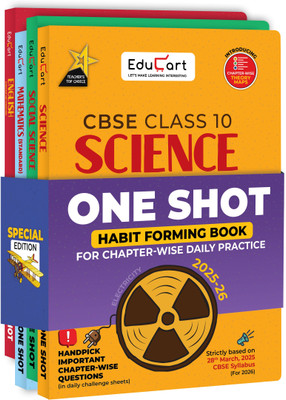 Educart One-shot CBSE Class 10 Question Bank 2025-26 Bundle - Science, Mathematics, Social Science and English on New Syllabus 2026 (Strictly for Boards Exam)(English, Paperback, Prashant Kirad |Digraj Singh Rajput | Mansi Sharma | Educart)