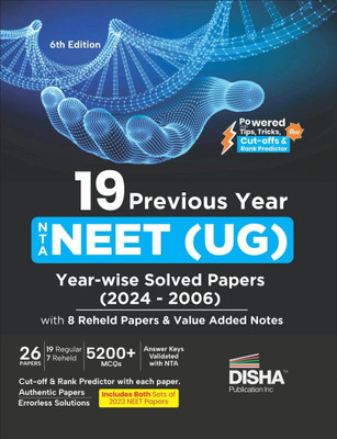 19 Previous Years Nta Neet (Ug) Year-Wise Solved Papers (2024 - 2006) with 8 Reheld Papers & Value Added Notes 6th Edition - Pyqs Question Bank for 2025(English, Paperback, unknown)
