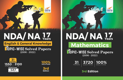17 Previous years NDA/ NA Mathematics, English & General Knowledge Topic-wise Solved Papers (2006 - 2022) - set of 4 Books - 8th Edition(Paperback, Disha Experts)