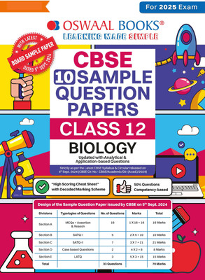 Oswaal Cbse Sample Question Papers Class 12 Biology (for 2025 Exam)(English, Paperback, unknown)