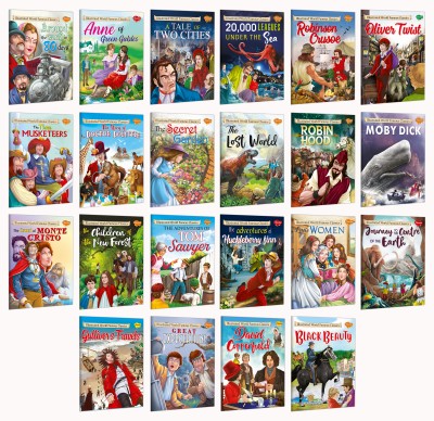 Illustrated World Famous Classics Books Complete Combo : Children story book, Children's classic book, Educational classics story book | Pack of 22 Story Books(Paperback, SAWAN)