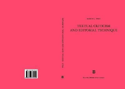 Textual Criticism and Editorial Technique(English, Paperback, West Martin L.)