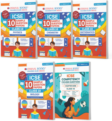 Oswaal ICSE Class 10, 10 Sample Question Papers + Competency Focussed Questions Physics, Chemistry, Maths, Biology (Set of 5 Books) for 2026 Board Exams(Product Bundle, Oswaal Editorial Board)