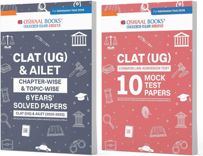Oswaal CLAT (UG) and AILET 6 Years' Chapter-wise and Topic-wise Solved Papers + 10 Mock Test Papers (Set of 2 books) | For 2026 Admission Test(Product Bundle, Oswaal Editorial Board)