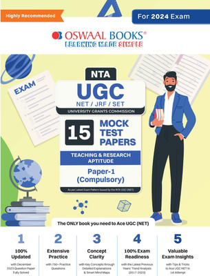 Oswaal NTA UGC NET/JRF/SET Paper-1 (Compulsory) 15 Year's Mock Test Papers Teaching & Research Aptitude Yearwise 2015-2023 For 2024 Exam(English, Paperback, Oswaal Editorial Board)
