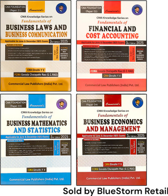 CMA Foundation (Comb of Paper 1,2,3,4) CMA Knowledge Series on Fundamentals of Business Law and Business Communication, Financial and Cost Accounting, Business Mathematices and Statistice and Business Economics and Management | Commercial Law Publishers (India) Pvt. Ltd.(Paperback, G.C. RAO, CMA Shr CMA Foundation (Comb of Paper 1,2,3,4) CMA Knowledge Series on Fundamentals of Business Law and Business Communication, Financial and Cost Accounting, Business Mathematices and Statistice and Business Economics and Management | Commercial Law Publishers (India) Pvt. Ltd.(Paperback, G.C. RAO, CMA Shr