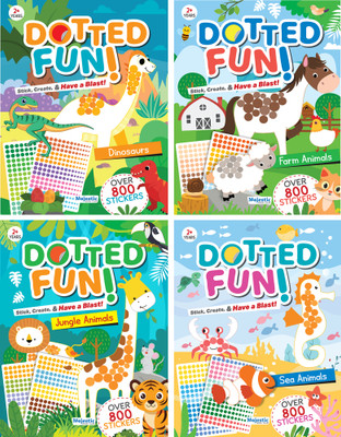 Dotted Sticker Books Set of 4 for Kids | 3200+ Dot Stickers for Age 2+ | Early Learning Activity Books for Kids | Fun & Engaging Stickers Book for Kids & Children(Paperback, Majestic Book Club) Dotted Sticker Books Set of 4 for Kids | 3200+ Dot Stickers for Age 2+ | Early Learning Activity Books for Kids | Fun & Engaging Stickers Book for Kids & Children(Paperback, Majestic Book Club)