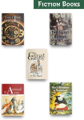 Most Exciting Classic Fiction Books Set Of 5, This Classic Books Set Comes With Time Machine Book, The Secret Garden, The Great Gatsby Book, Alice In Wonderland Book, Animal Farm Book By George Orwell  - This Classic Books Set Comes With Time Machine Book, The Secret Garden, The Great Gatsby Book, A