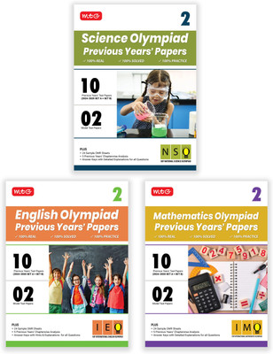 MTG Class-2 IMO-NSO-IEO Olympiad 10 Previous Years Papers (2024-2020 Set A & B) Mathematics, Science & English (Set of 3 Books) with Model Test Papers & 24 Sample OMR Sheets | PYQs For SOF 2025-26 Exam(Paperback, MTG Editorial Board)