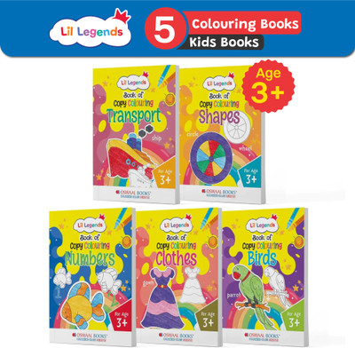 Oswaal Lil Legends Book of Copy Colouring for Kids,to Learn About Transport, Shapes, Numbers, Clothes, Birds(English, Paperback, Jain P)