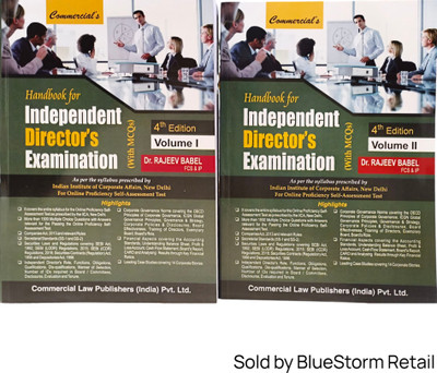 Handbook for Independent Director's Examination (With MCQs) (Set of 2 Volumes) | Commercial Law Publishers (India) Pvt. Ltd(Paperback, Dr. Rajeev Babel)