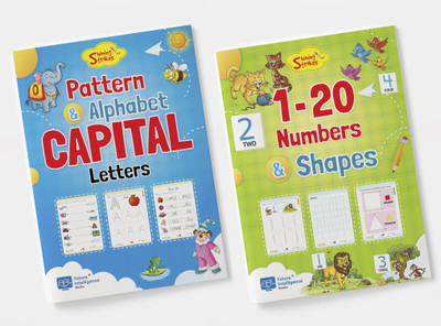 Shining Strokes Pattern & Alphabet Capital Letters, 1-20 Numbers & Shapes (Set of 2 Books) Kids Learning Activity Books Set(Future Intelligence Books, Future Intelligence Books)