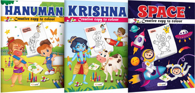 Hanuman-Creative Copy to Colour, Krishna-Creative Copy to Colour and S(English, Hardcover, unknown)