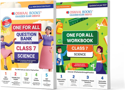 Oswaal One for All Question Bank + One for All Workbook (Ncert & Cbse) Class 7 Science (Set of 2 Books) | Updated as Per Ncf for Latest Exam(English, Paperback, Jain P.) Oswaal One for All Question Bank + One for All Workbook (Ncert & Cbse) Class 7 Science (Set of 2 Books) | Updated as Per Ncf for Latest Exam(English, Paperback, Jain P.)