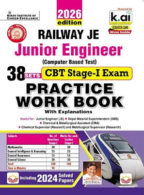Railway JE (Junior Engineer) CBT Stage 1 Exam 38 Sets Practice Work Book 2026 Edition (English Medium) (5682)(Paperback, Think Tank of Kiran Institute of Career Excellence, KICX)