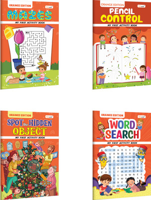 My First Activity Book – Word Search, Mazes, Pencil Control and Spot the Hidden Object – All in Orange Edition :- Brain boosting activity books, Toddler educational workbook | Pack of 4 Books(Paperback, GOWOO)