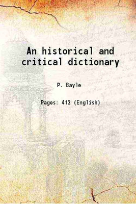 An historical and critical dictionary 1826 [Hardcover](Hardcover, P. Bayle)