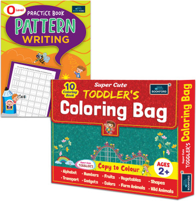 Super Cute Toddlers Coloring Bag + 0 Level Practice Book Pattern Writing (Set of 2)(Paperback, BOOKFORD)